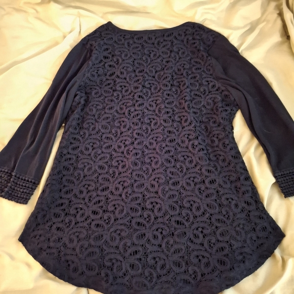 DB Established 1962 Women's Dark Blue Lace Embellished 3/4 Sleeve Tunic - Picture 5 of 6